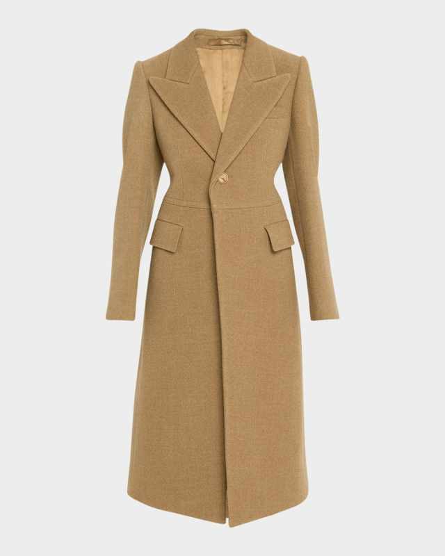 Tailored Wool Silk Melange Coat